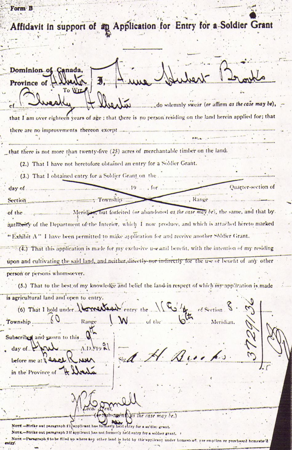 Provincial Archives of Alberta File 3924120 - Aime Brooks -Form B